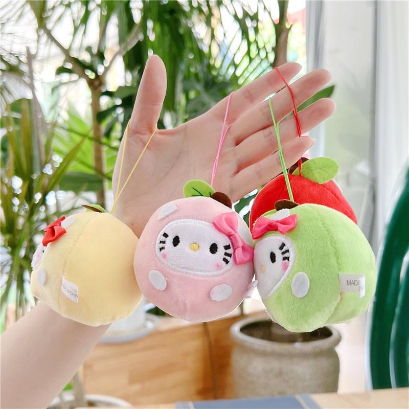 Lively Leso Round Ball Apple Plush Doll Kt Cat Keychain