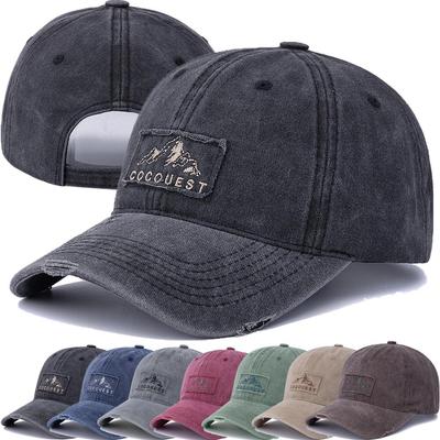 New Style Unisex Washed Cotton Vintage Baseball Cap Mountain Peak Embroidery Outdoor Sports Dad Hat For Men And Women