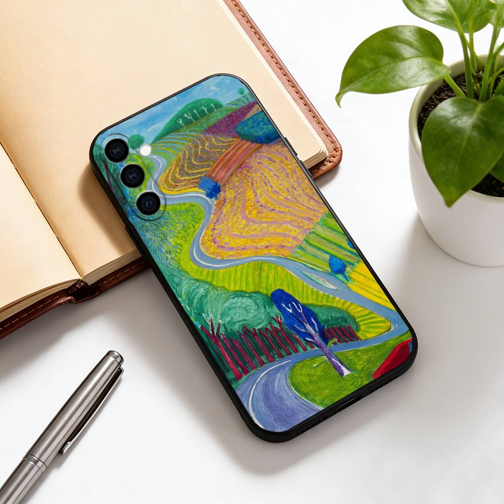 

David Hockney Art Phone Case Black Silicone Soft For Samsung Galaxy A73,A72,A71,A70,A53,A52,A51 Samsung a71 4g