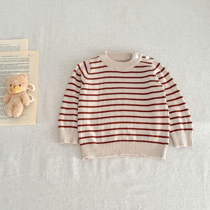 Maglioni per neonati per ragazzo e ragazza, maglione in cotone neonato con scollo tondo a righe e fondo a pois