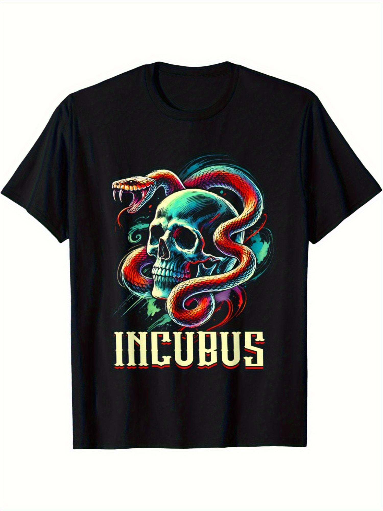100% Cotton T-shirt - Vintage Retro Nightmare Skull and Snake Graphic Halloween Horror Style T-shirt S
