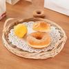 Rattan Storage Tray Wicker Bread Round Basket with Handle Bread Fruit Food Breakfast Display Basket Home Storage