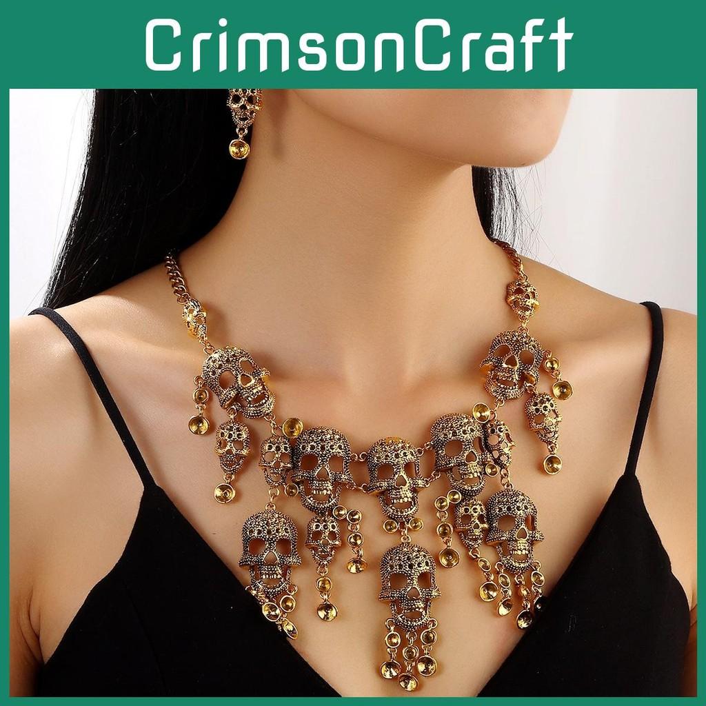 Skeleton Jewelry Gothic Collection With Pendant And Drop Earrings For Night Events Out