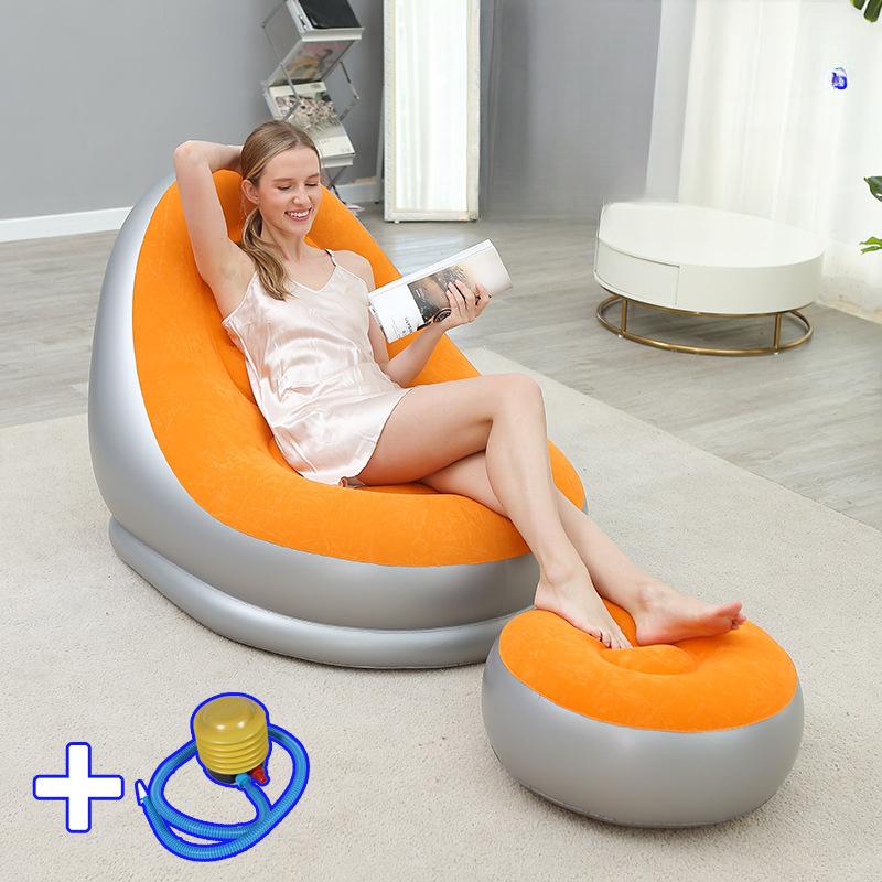 Simple Inflatable Leisure Bean Bag Sofa Lazy Sofa Set Outdoor Foldable Travel Fluffy Seat Tatami Footstool Bedroom Chair