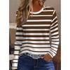 Top da Donna Stampa a Righe Girocollo Manica Lunga T-shirt Autunno Casual Slim Pullover Top a Manica Lunga da Donna