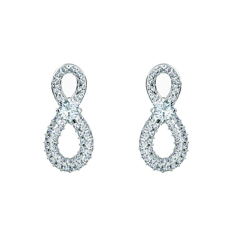 

Swarovski Infinity Mini Rhodium Plated Pierced Earrings Women earrings White 5518880 Box (Random Color)