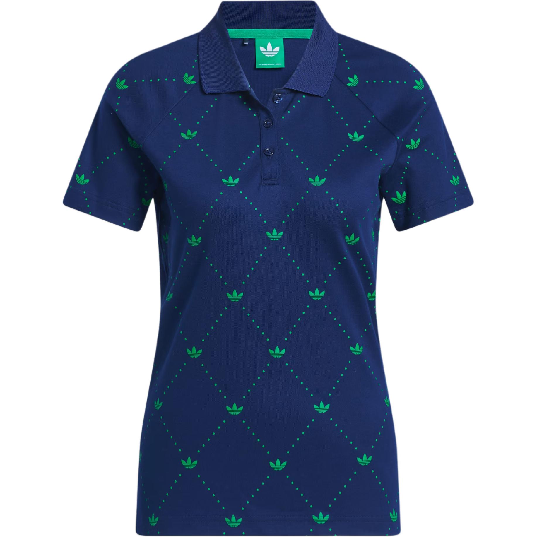 adidas Originals Printed Trefoil Polo Shirt Night Indigo / Green JM8266 S