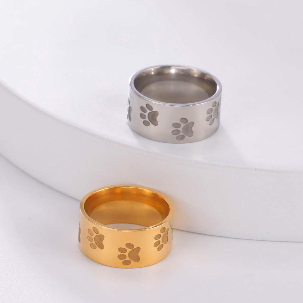 10MM Ladies Cartoon Cute Cat Footprints Rings Jewelry