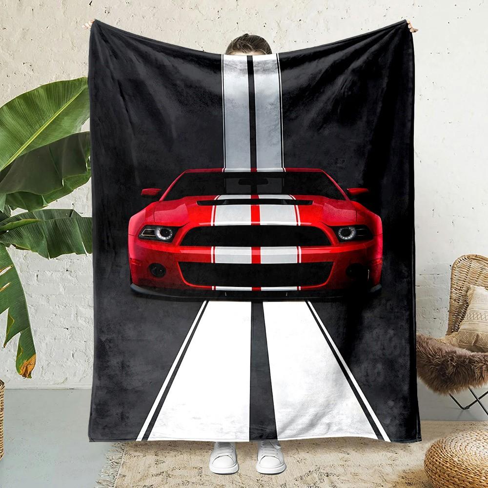 

Red sports car pattern Flannel printed blanket suitable for all seasons suitable for living room office sofa and travel 75x100cm (30x40inch)