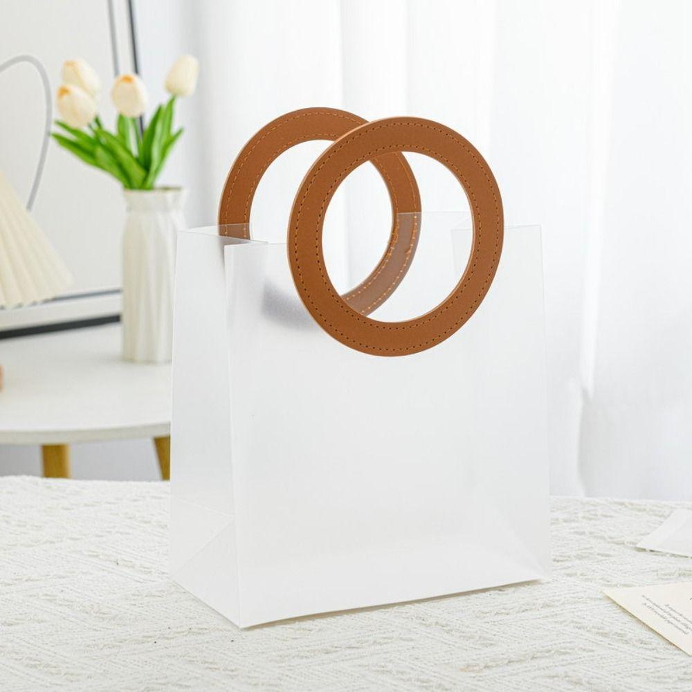 5pcs Plastic Shopping Tote Bag with Handle Gift Packaging Bag Candy Jewelry Packaging