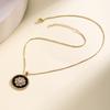 Nidin Vintage Flower Design Round Pendant For Women Light Luxury Zircon Inlaid Lucky Choker Necklace Fashion Jewelry Fine Gifts