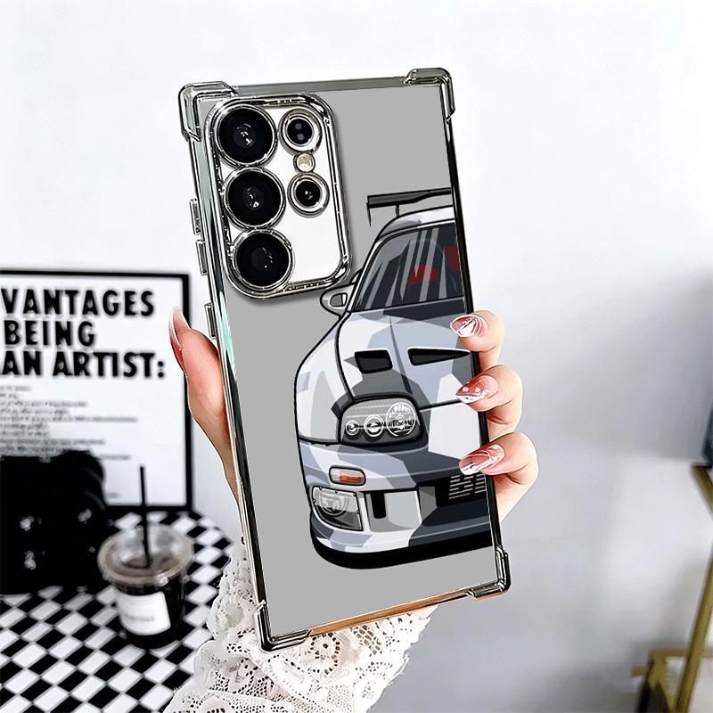 

Simple Japanese Sports Cars Pattern Plating Phone Case For Samsung Galaxy S24 S25 FE S26 Edge S23 Ultra S22 S21 Plus S20 Anti-Fa Samsung S23 FE