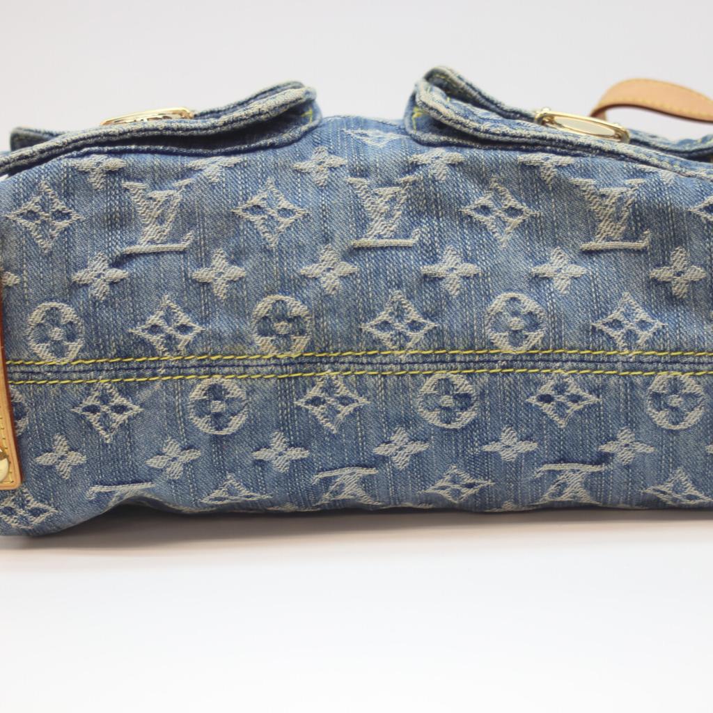 Louis Vuitton 06 M95049 Monogram Denim Baggy PM Long Strap Shoulder Bag blueUsed