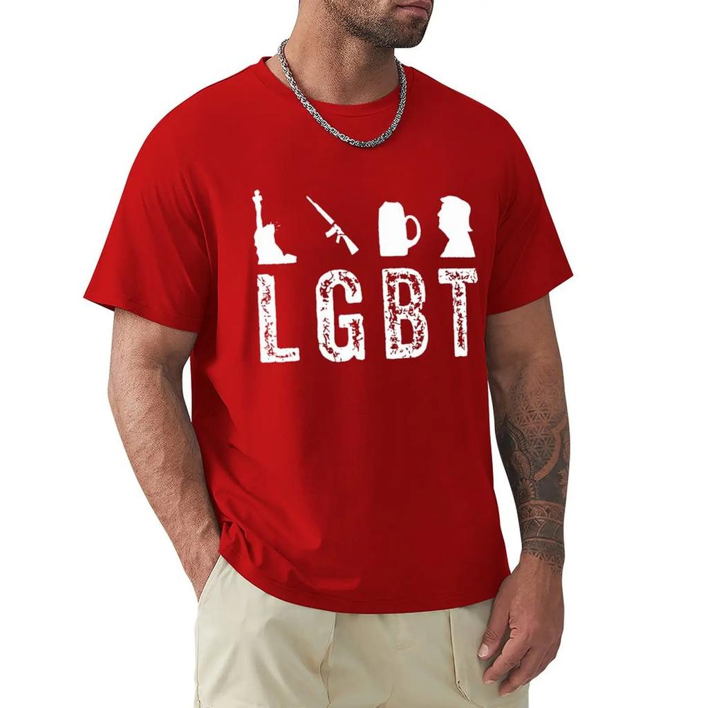 LGBT Liberty Guns Beer Trump Funny Inspired T Shirt Harajuku Short Sleeve T-shirt 100% Cotton Graphics Tshirt Tops