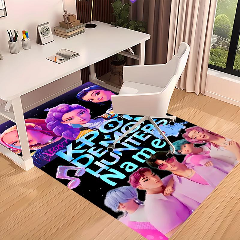 Custom personalization Kpop Demon Hunters Print Area Rug - Soft, Washable Non-Slip Indoor Mat,Living Room,Home&Office Decorative Rug