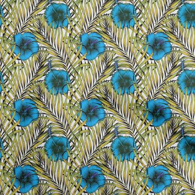 Cotton Flex Medium Blue Fabric Tropical Quilting Supplies Print Sewing Fabric By The Yard 40 Inch