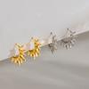European, American Bohemian Fused Cast Texture Gold and Silver Sunflower Ray Earrings Stainless Steel Plated 18k Gold Earrings