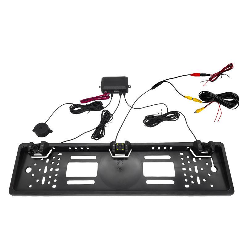 European Car License Plate Frame Car Rear View Camera Parking Sensor Kit Auto Reverse Radar Sensor Buzzer 12V Driving Reversing