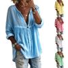 Top Pulóver Casual de Manga Larga con Botones para Mujer, Ajuste Holgado, Blusa de Ajuste Relajado, Camisa Túnica Ligera y Cómoda para el Uso Diario