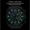 CURREN Men's Leather Watch Square Multifunction Chronograph Quartz Waterproof Fashion Wristwatches