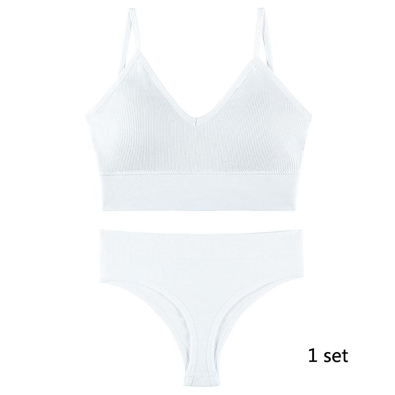 Underwear Set Lingerie Female Sexy Halter Beauty Tank Top Thin Section French Triangle Cup Without Steel Ring Gathered Bra Set