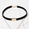 Women Vintage Punk Faux Suede Multilayer Polished Clavicle Choker Necklace Pendant