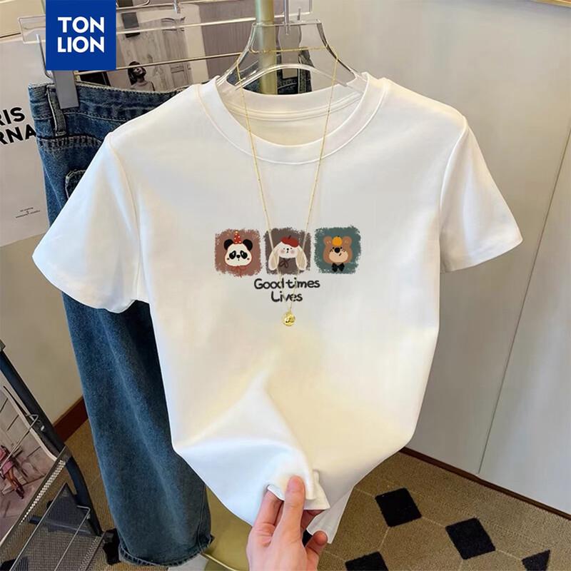TonLion Women s Round Neck Short Sleeve T-Shirt M