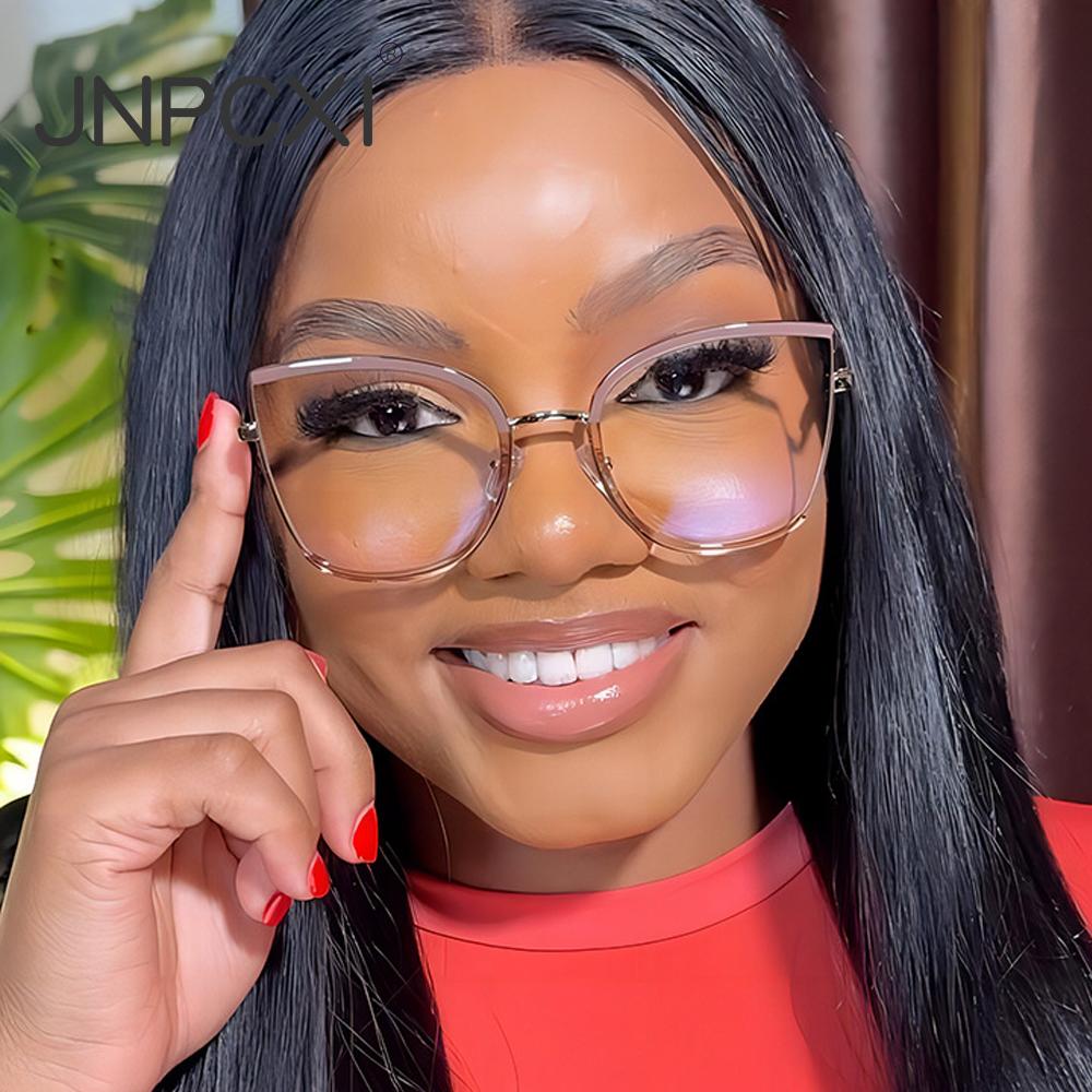  Retro Oversized Cat Eye Women Metal Glasses Frame Fashion Clear Anti-Blu-Ray Eyewear Men Optical Computer Square Frames