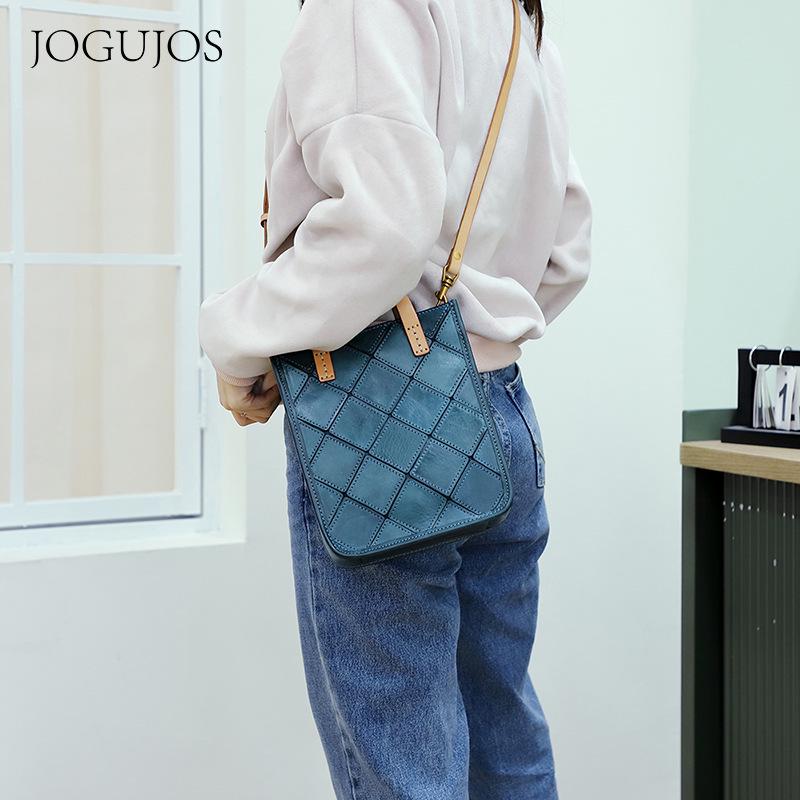 Women's Genuine Cowhide Leather Crossbody Bag - European & American Retro Style