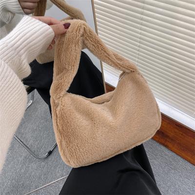 Plush Small Bag Women's 2025 Autumn and Winter New Fashion Versatile Mao Mao Hand Bag Shoulder Handbag Small Square Bag