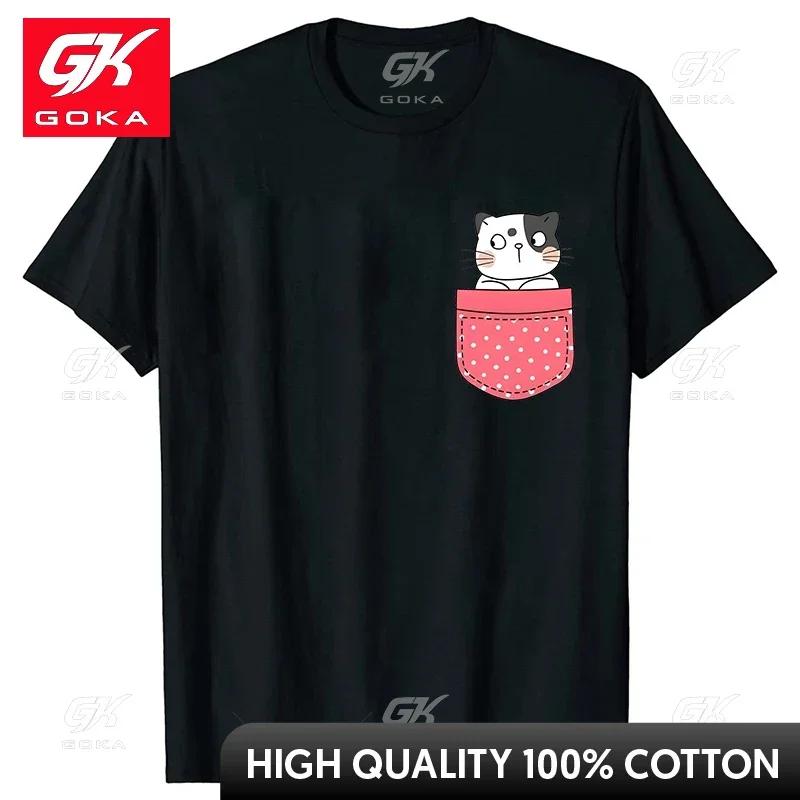 

Cute Kitten Pocket Printing Graphic Unisexs Clothing Fashion Streetwear Short Sleeve Unisex Tee Shirt ONeck Harajuku Unisex Tshirt 4XL