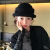 Camellia Flower Woolen Bucket Hat Pearl Wool Fisherman Hat Retro Basin Hat  Winter