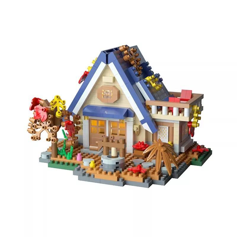 1PACK compatible LEGO forest wooden house building house street view building block handmade windmill tree house children educational toys