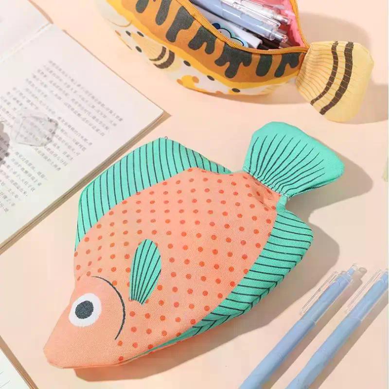 Kreatives skurriles Meeresfisch-Federmäppchen Große Kapazität Lustiger Cartoon-Organizer-Beutel Multifunktionale Aufbewahrungstasche Federmäppchen Geschenk