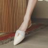 2025 Pointed Toe Sandals Designer Luxury Women Summer Slippers Outer Wear Elegant Single Shoes Plus Size Chaussure Femme