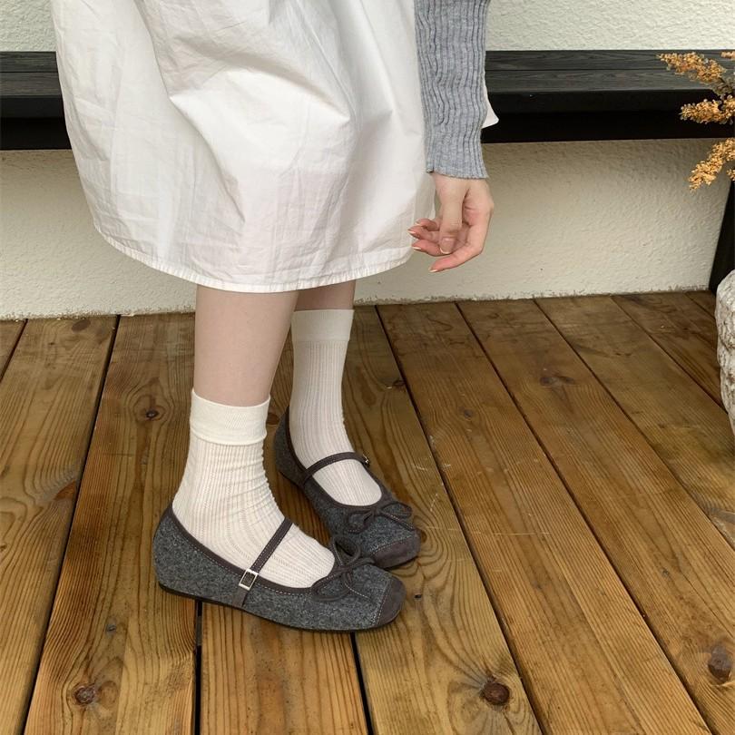 Ballet style red inner bow single shoes women's spring 2025 new popular models with skirts Mary Jane shoes