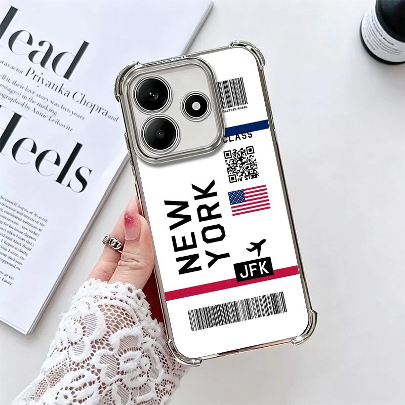 Travel Air Ticket Label Soft Phone Case For Xiaomi Redmi Note 14 15 Pro Plus 13 12 11S 11T 5G 10 9S 9 Plating Anti-Fall Fundas