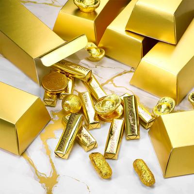 Paper Gold Bar Gift Box Golden Party Favor Pirate Theme Party Supplies Candy Bar Bag Birthday Party Decorations Baby Shower