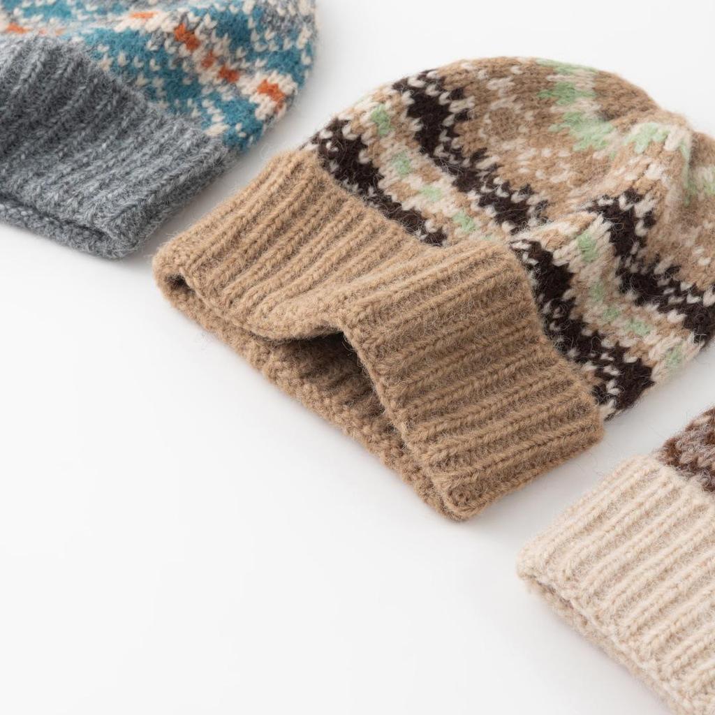 Fair Isle Strick Damen Warme Ohrschützer Mütze für Herbst/Winter