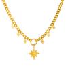 Unisex Chunky Chain Necklace Star Studded Wing Sun Pendant Sweater Chain Jewelry