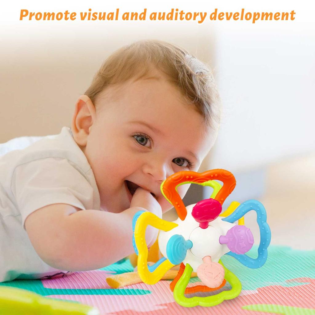 Twister Ball Teether Activity Toy With Rattle And Bright Fun Colors Sensory Toy To Fine Motor Skills