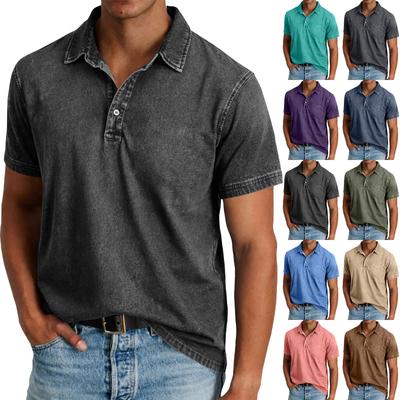 Men's Summer Color Pocket Sports Buttons Short Sleeve Shirt Men's Sports Casual Short Sleeve Shirt