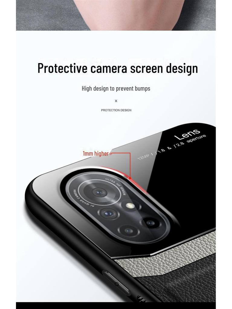 Ochranný kryt s koženou texturou pro Huawei Honor V40 Light Luxury Edition - měkký silikon, plný okraj, ochrana objektivu 5G