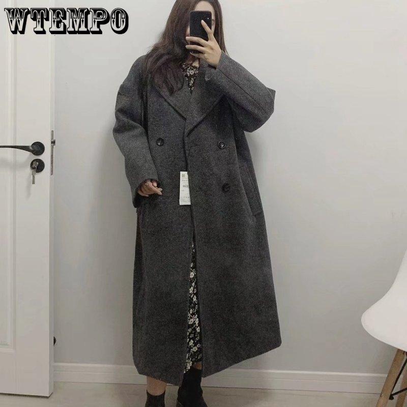 Paltoane lungi de lână solide pentru femei de birou pentru doamne calde, groase, elegante, jachete cu mânecă lungă, pardesiu ocazional pentru femei