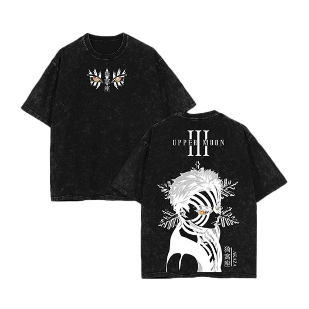 Retro Washed T-shirt for Summer Casual Outdoor Daily Wear Loose Printed Pattern T-shirt for Anime Lovers Short Sleeve