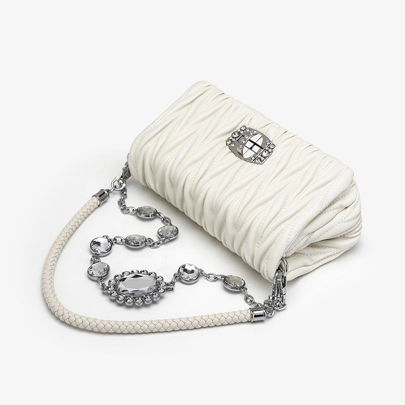 Summer women's bags 2024 new model niche high-end crossbody bag women's handbag niche shoulder handbag underarm bag pleated