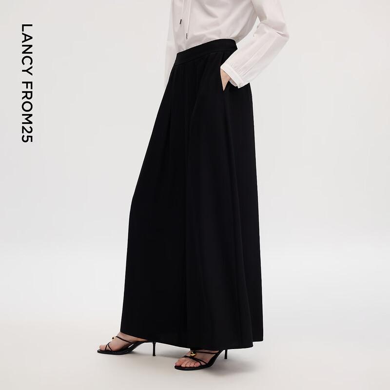 Women's Mid-Waist Pleated Wide-Leg Drapey Trousers