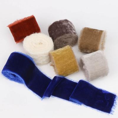 New 1 Meter Velvet Ribbon Velvet Thickening Ribbon Frayed Edged Ribbons Frayed Edge DIY Craft Ribbon Christmas Party Decorations