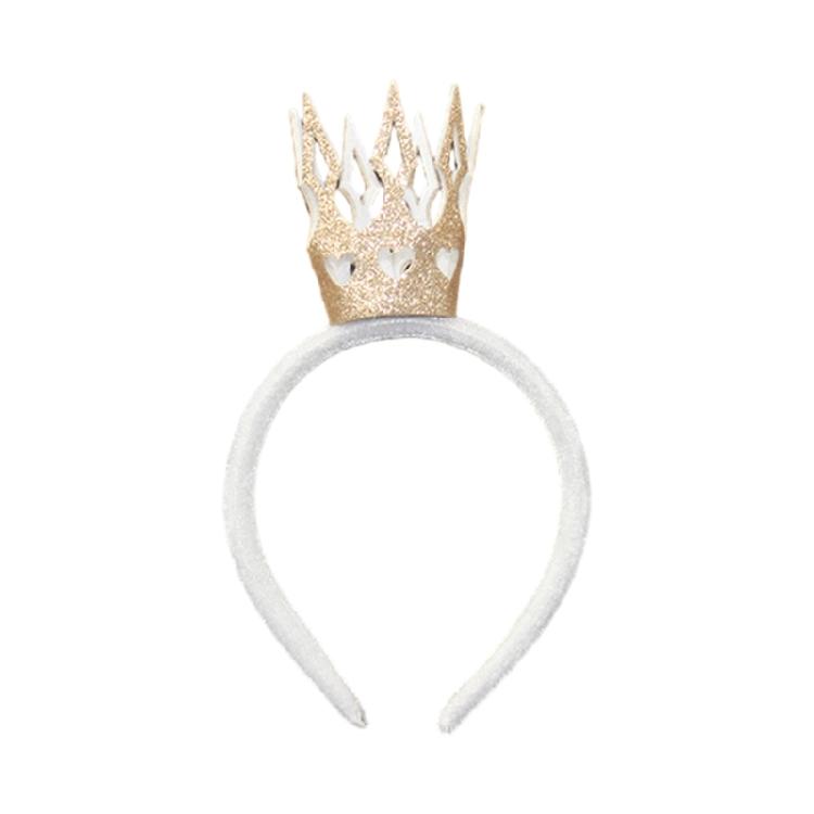 Glittering Powder Crown Hairband Hollowed Heart Tiaras Headband for Women Teens Birthday Party Celebration Costume Props