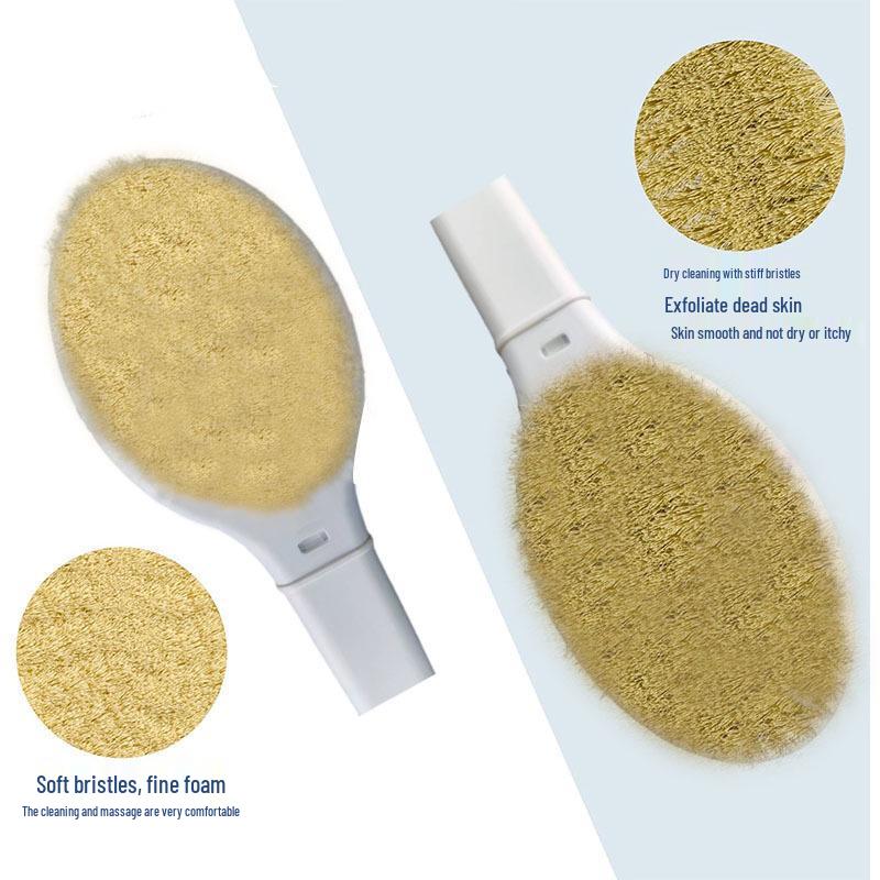 Exfoliating Dual-Bristle Shower Brush with Detachable Head and Long Handle